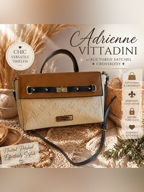 Adrienne Vittadini Beige, Brown & Black Top-Handle Satchel Crossbody